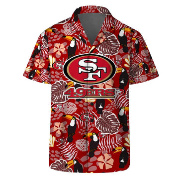San Francisco 49ers Team Logo Pattern Champions Hawaiian Shirt, NFL Hawaiian Shirt Moonbestprint