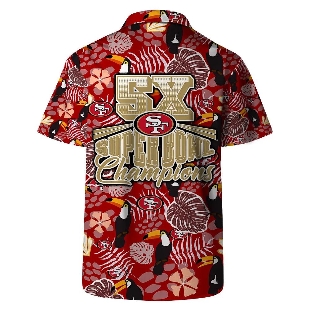 San Francisco 49ers Team Logo Pattern Champions Hawaiian Shirt, NFL Hawaiian Shirt Moonbestprint
