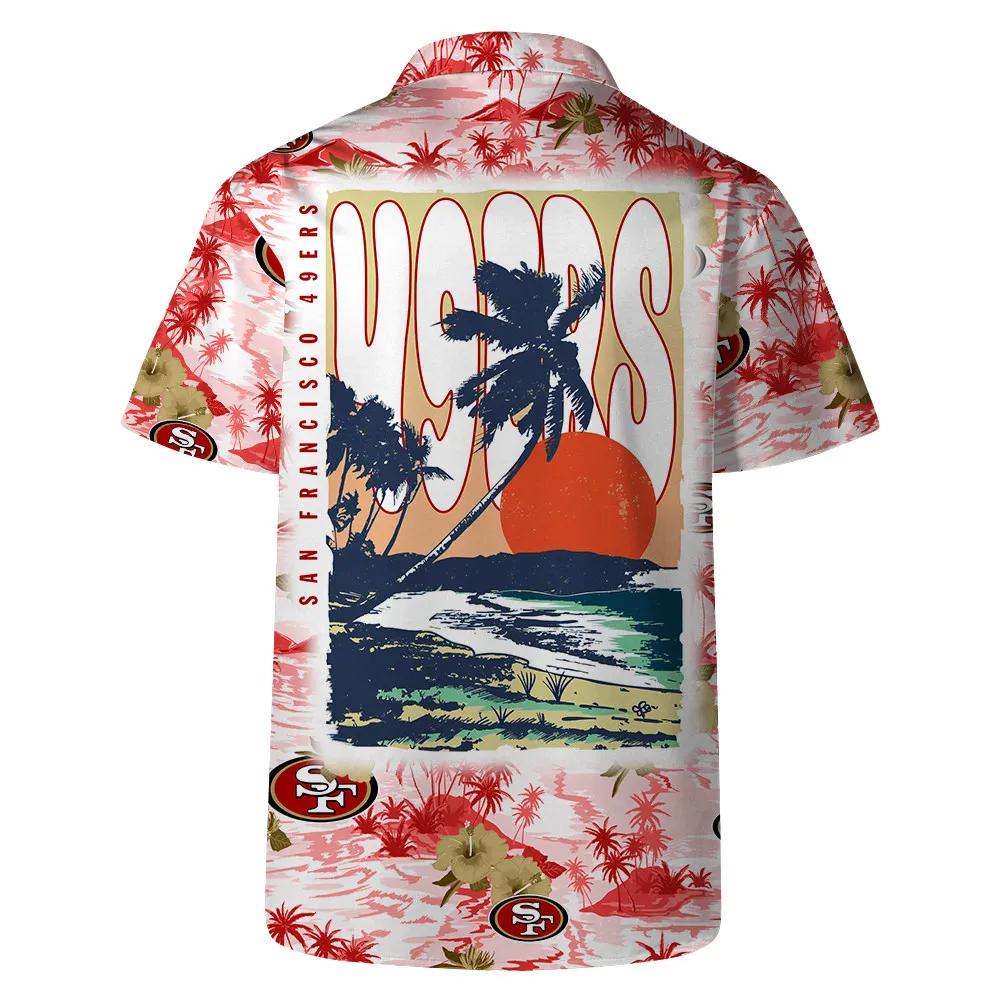 San Francisco 49ers Team Logo Pattern Football Hawaiian Shirt, NFL Hawaiian Shirt Moonbestprint