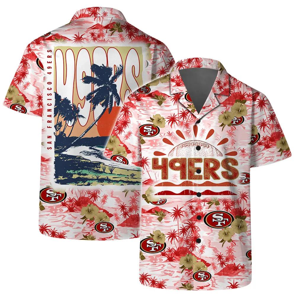 San Francisco 49ers Team Logo Pattern Football Hawaiian Shirt, NFL Hawaiian Shirt Moonbestprint