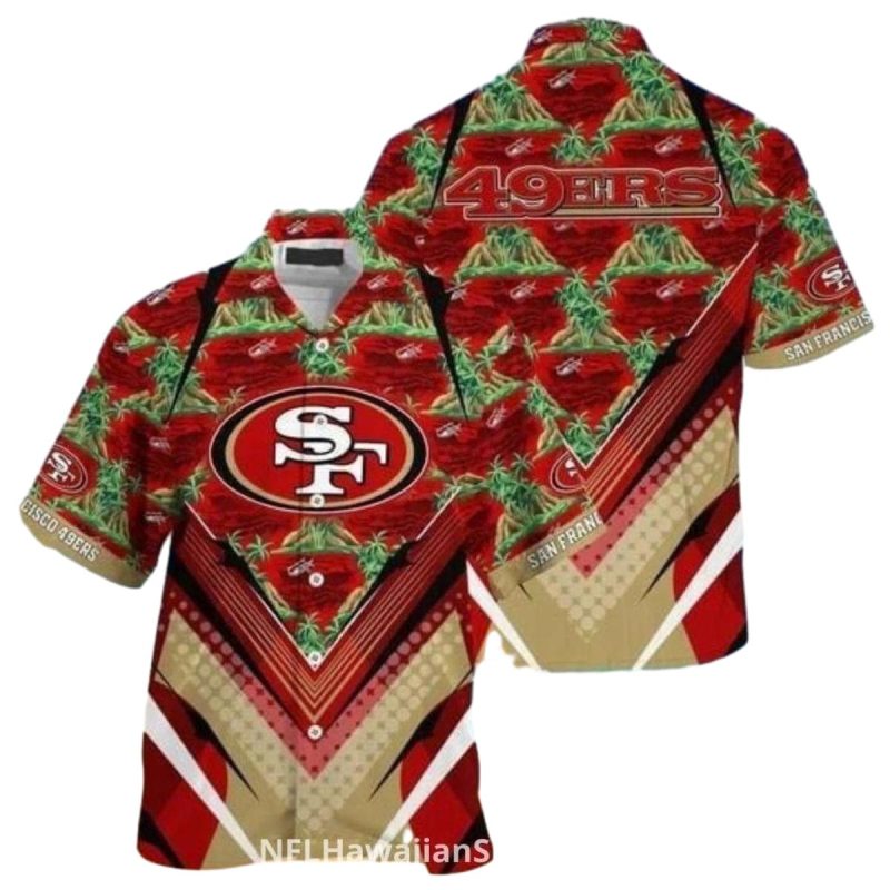 San Francisco 49ers Tribal Pattern Gold Red Hawaiian Shirt - Moonbestprint