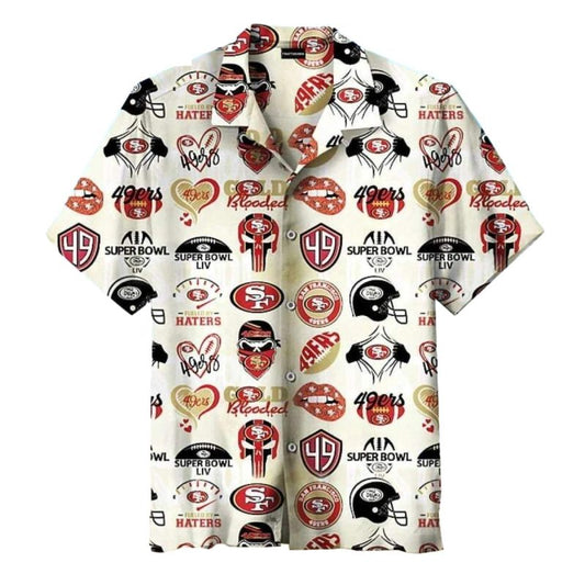 San Francisco 49ers Tropical Leaves And Team Crest Hawaiian Shirt - Moonbestprint