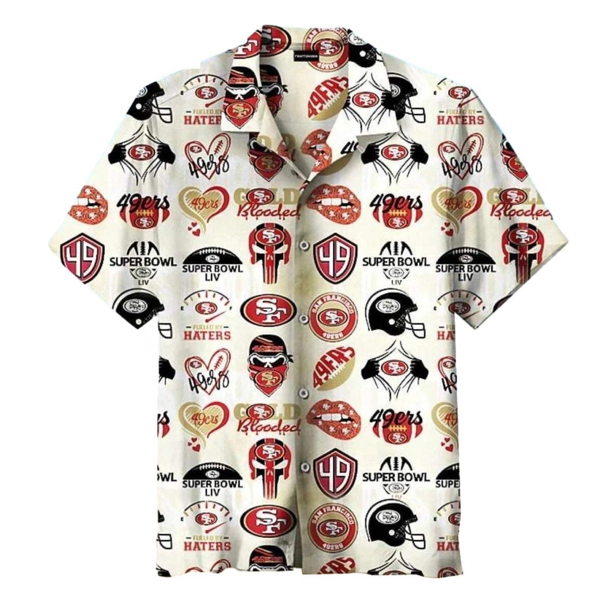 San Francisco 49ers Tropical Leaves And Team Crest Hawaiian Shirt - Moonbestprint