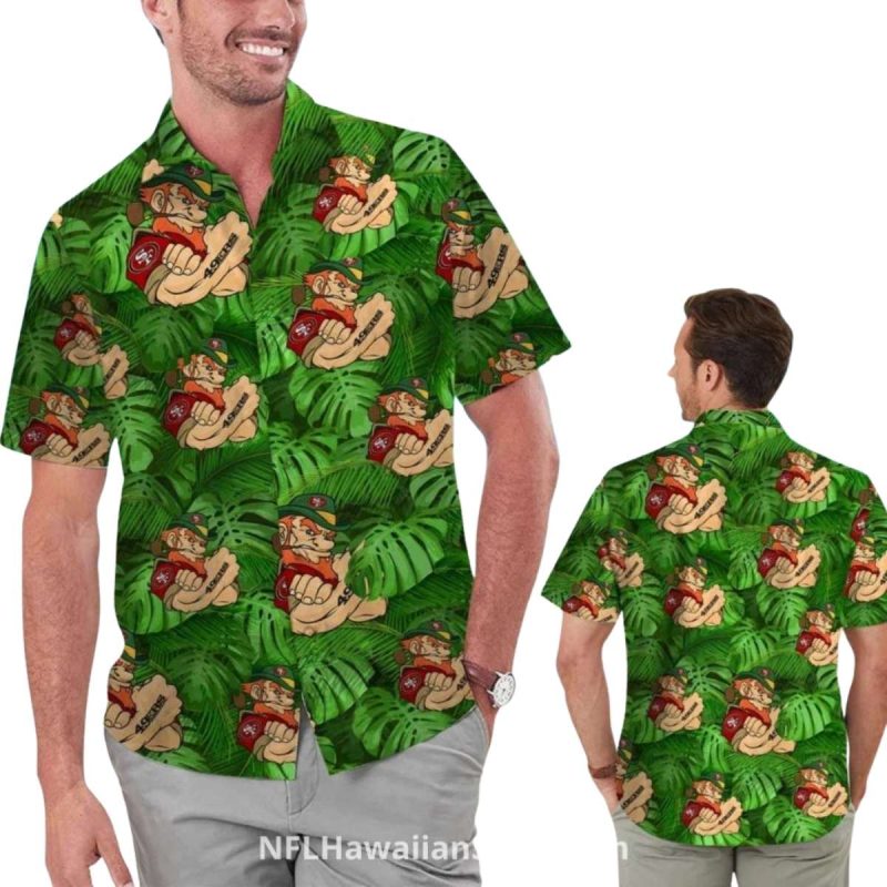 San Francisco 49ers Tropical Leaves Cartoon Hawaiian Shirt - Moonbestprint
