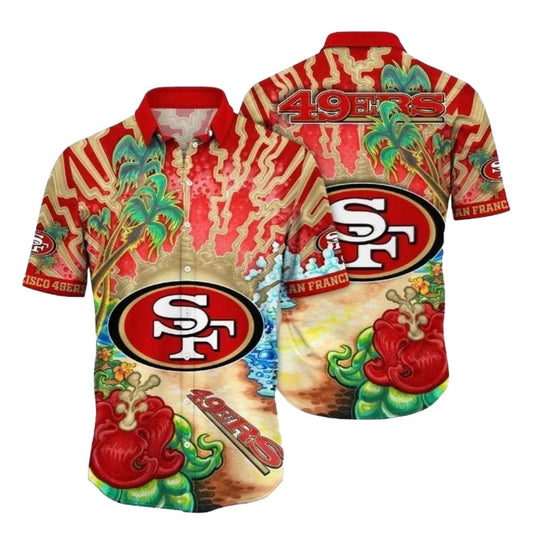 San Francisco 49ers Tropical Paradise Vibrance Hawaiian Shirt - Moonbestprint