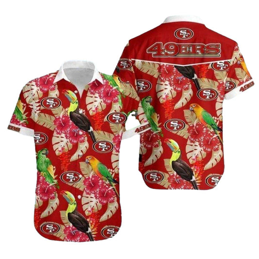 San Francisco 49ers Tropical Parrot Hawaiian Shirt - Moonbestprint