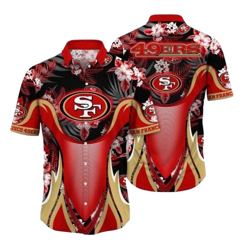 San Francisco 49ers Wave Red And Gold Hawaiian Shirt - Moonbestprint