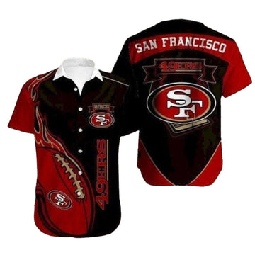 San Francisco 49ers With Football Flame Design Hawaiian Shirt - Moonbestprint