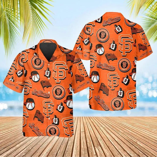 San Francisco Giants Iconic Logo Collage Hawaiian Shirt, MLB Hawaiian Shirt Moonbestprint
