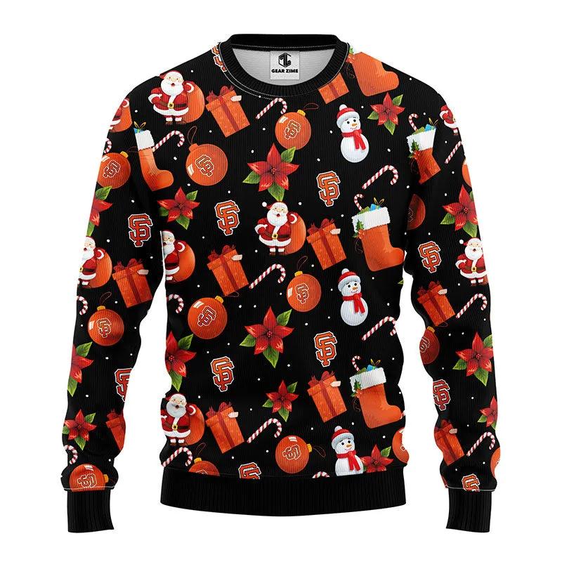 San Francisco Giants Santa Claus Snowman Ugly Christmas Sweater, MLB Christmas Sweater Moonbestprint