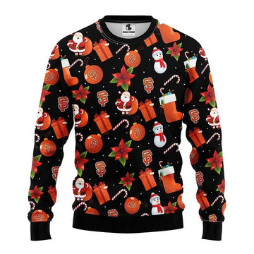 San Francisco Giants Santa Claus Snowman Ugly Christmas Sweater, MLB Christmas Sweater Moonbestprint