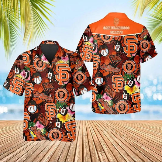 San Francisco Giants Tropical Logo Collage Hawaiian Shirt, MLB Hawaiian Shirt Moonbestprint