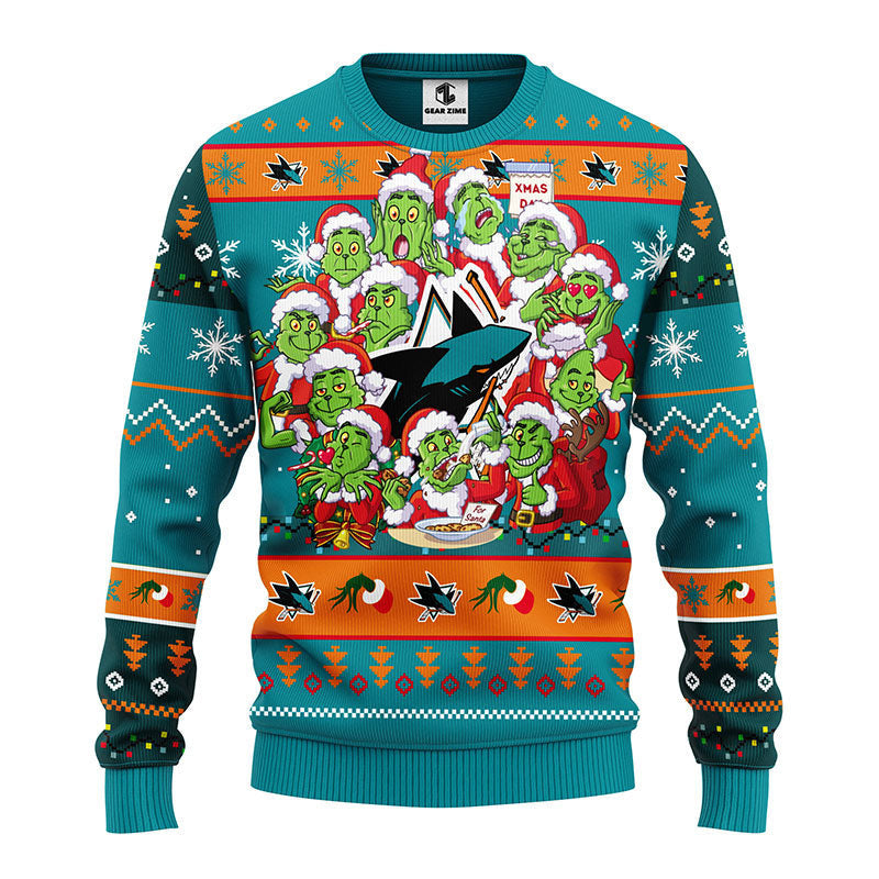 San Jose Sharks 12 Grinch Xmas Day Ugly Christmas Sweater Moonbestprint