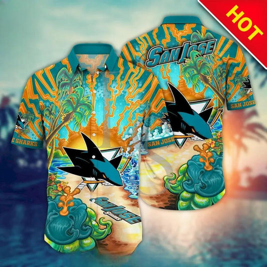 San Jose Sharks Aloha Island Hawaii Shirt, NHL Hawaiian Shirt Moonbestprint