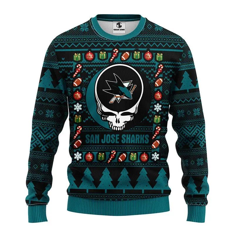 San Jose Sharks Grateful Dead Ugly Christmas Sweater, NHL Christmas Sweater Moonbestprint