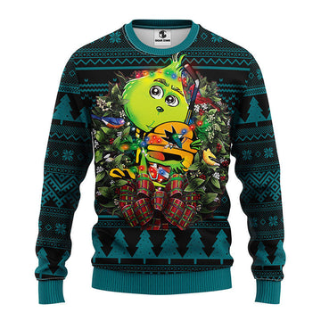 San Jose Sharks Grinch Hug Ugly Christmas Sweater Moonbestprint