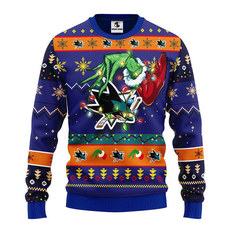 San Jose Sharks Grinch Ugly Christmas Sweater Moonbestprint