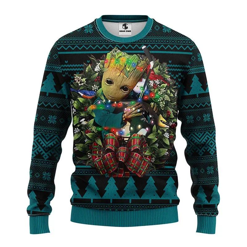 San Jose Sharks Groot Hug Ugly Christmas Sweater, NHL Christmas Sweater Moonbestprint