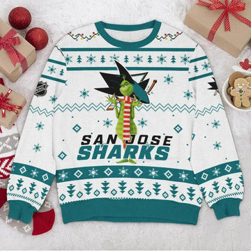 San Jose Sharks NHL Grinch Ugly Christmas Sweater, NHL Christmas Sweater Moonbestprint