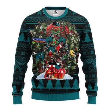 San Jose Sharks Tree Christmas Ugly Sweater, NHL Christmas Sweater Moonbestprint