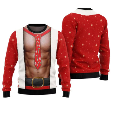Santa Abs Ugly Christmas Sweater - Moonbestprint