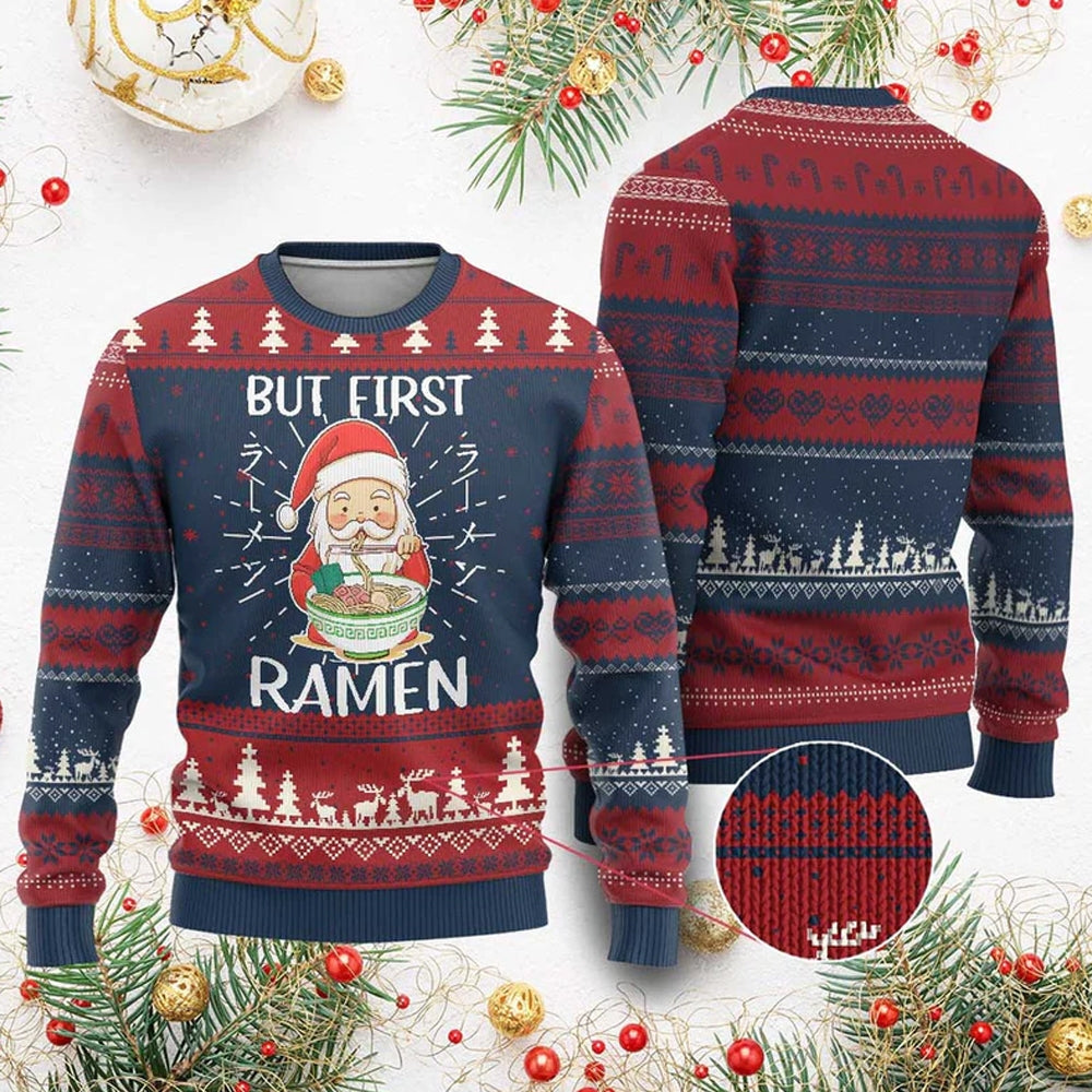 Santa But First Ramen Ugly Christmas Sweater - Moonbestprint