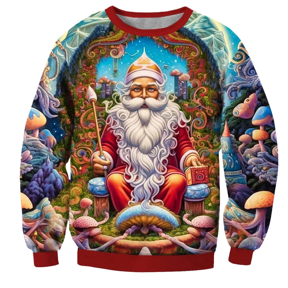 Santa Claus 3D Print Crew Neck Ugly Christmas Sweatshirt - Moonbestprint