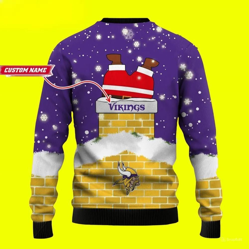 Santa Claus Funny Minnesota Vikings Ugly Christmas Sweater, NFL Christmas Sweater Moonbestprint