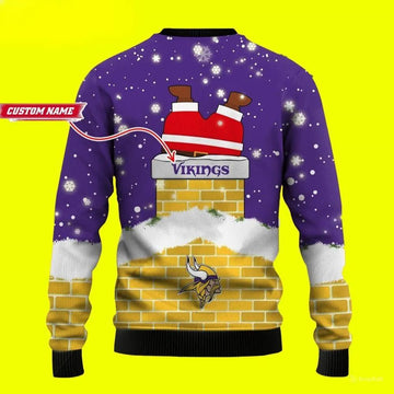 Santa Claus Funny Minnesota Vikings Ugly Christmas Sweater, NFL Christmas Sweater Moonbestprint