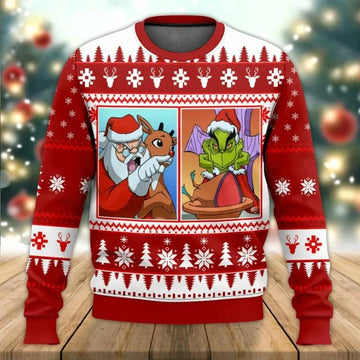 Santa Claus Grinch Yelling Meme Ugly Sweater, Grinch Holiday Sweater Moonbestprint