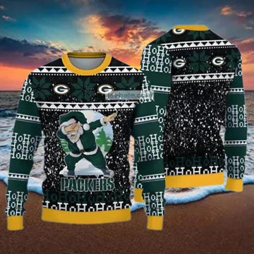 Santa Claus Ho Ho Ho Green Bay Packers Ugly Christmas Sweater, NFL Chritsmas Sweater Moonbestprint