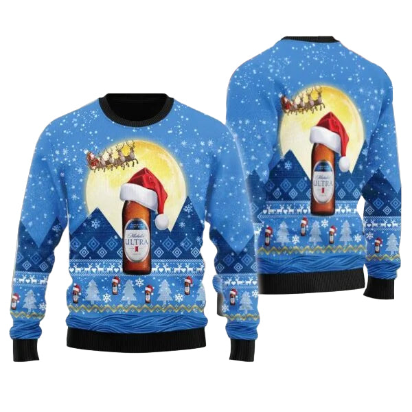 Santa Claus Sleigh Michelob ULTRA Ugly Sweater – Moonbestprint