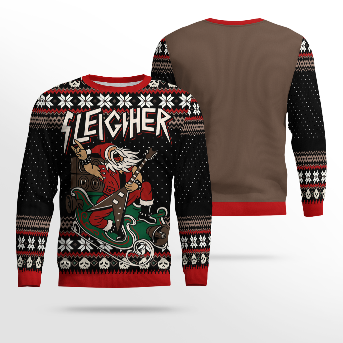 Santa Claus Sleigher Black Ugly Sweater – Moonbestprint