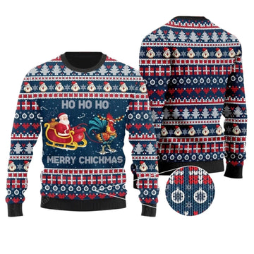 Santa Clause Riding Chicken Ugly Sweater - Moonbestprint