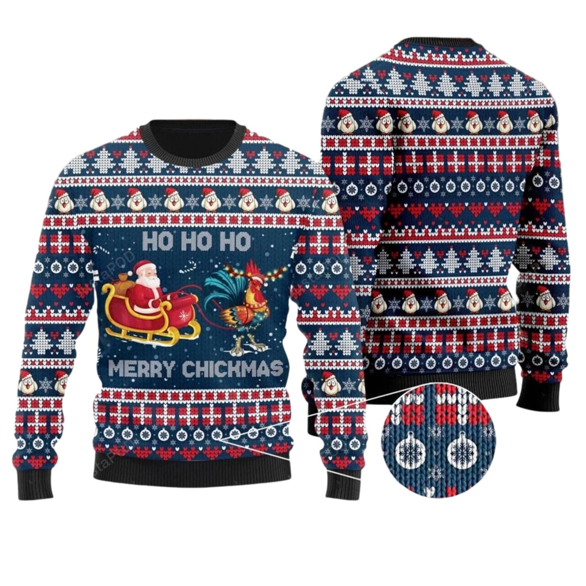 Santa Clause Riding Chicken Ugly Sweater - Moonbestprint