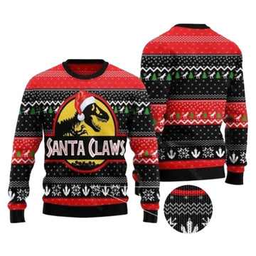 Santa Claws Dinosaur Ugly Christmas Sweater – Moonbestprint