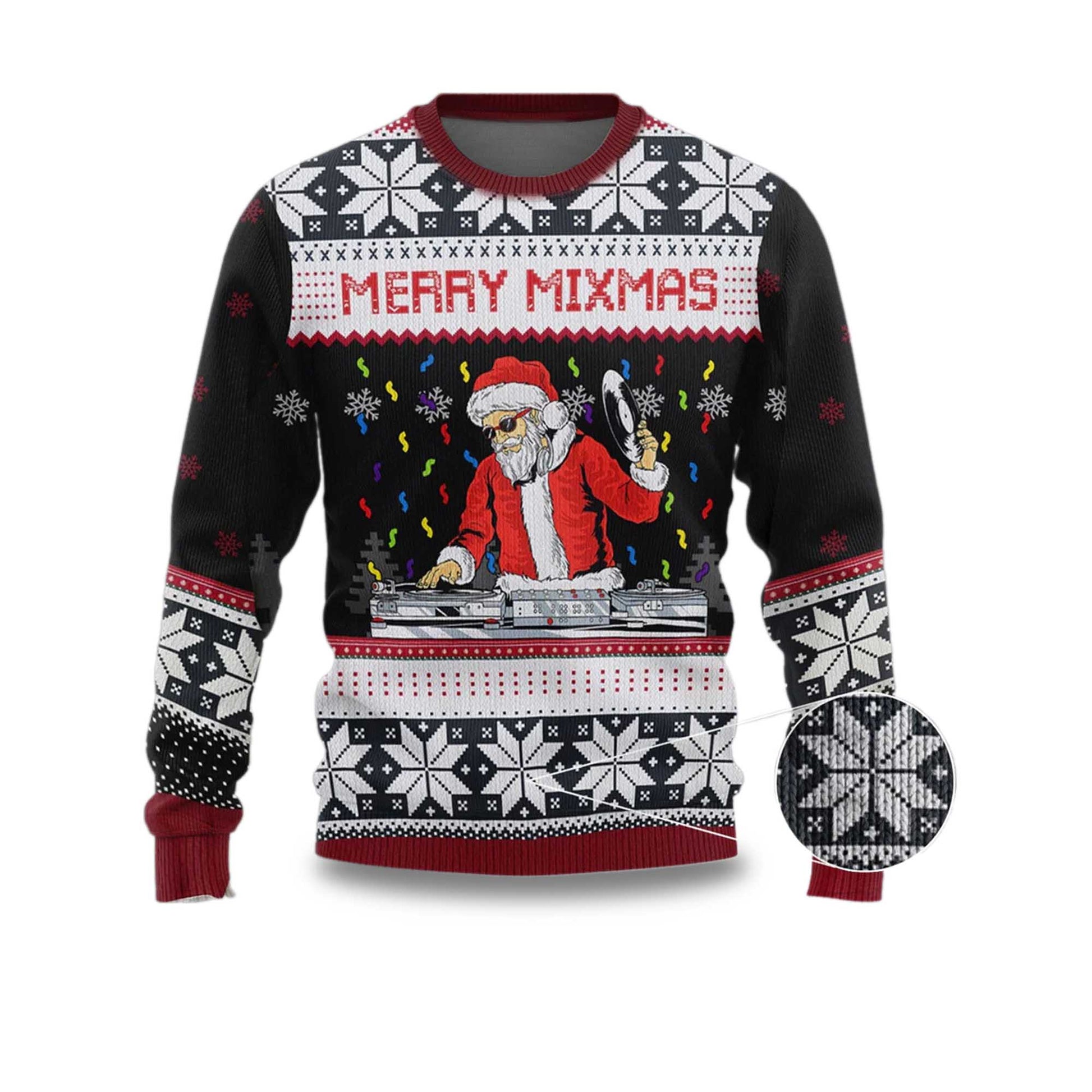 2026 Santa Dj Merry Mixmas Ugly Christmas Sweater Moonbestprint
