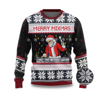 2026 Santa Dj Merry Mixmas Ugly Christmas Sweater Moonbestprint