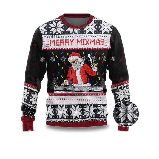 2026 Santa Dj Merry Mixmas Ugly Christmas Sweater Moonbestprint