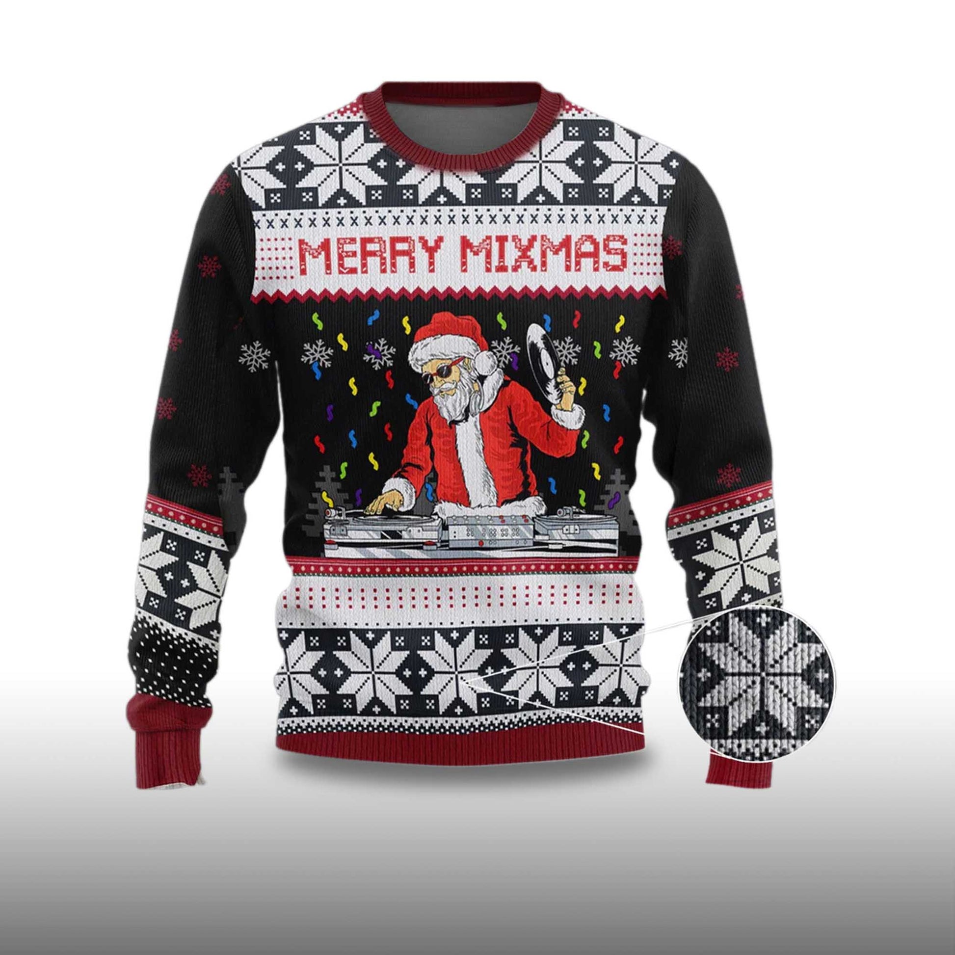 2026 Santa Dj Merry Mixmas Ugly Christmas Sweater Moonbestprint
