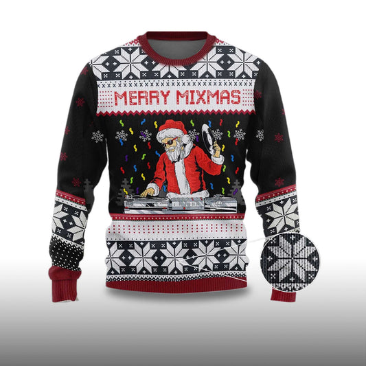 2026 Santa Dj Merry Mixmas Ugly Christmas Sweater Moonbestprint