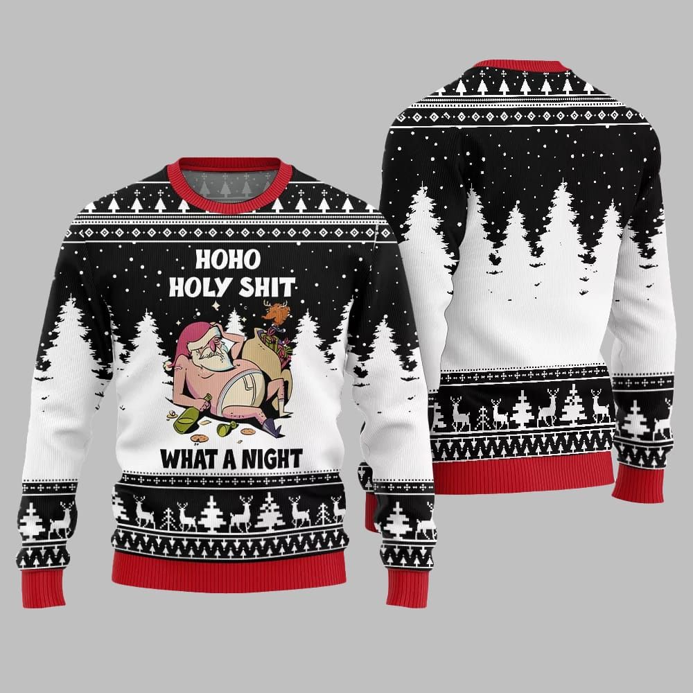 Santa Holy Shit What A Night Ugly Sweater Christmas 2026 - Moonbestprint