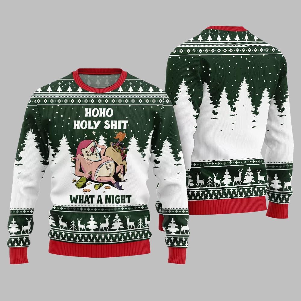 Santa Holy Shit What A Night Ugly Sweater Christmas 2026 - Moonbestprint