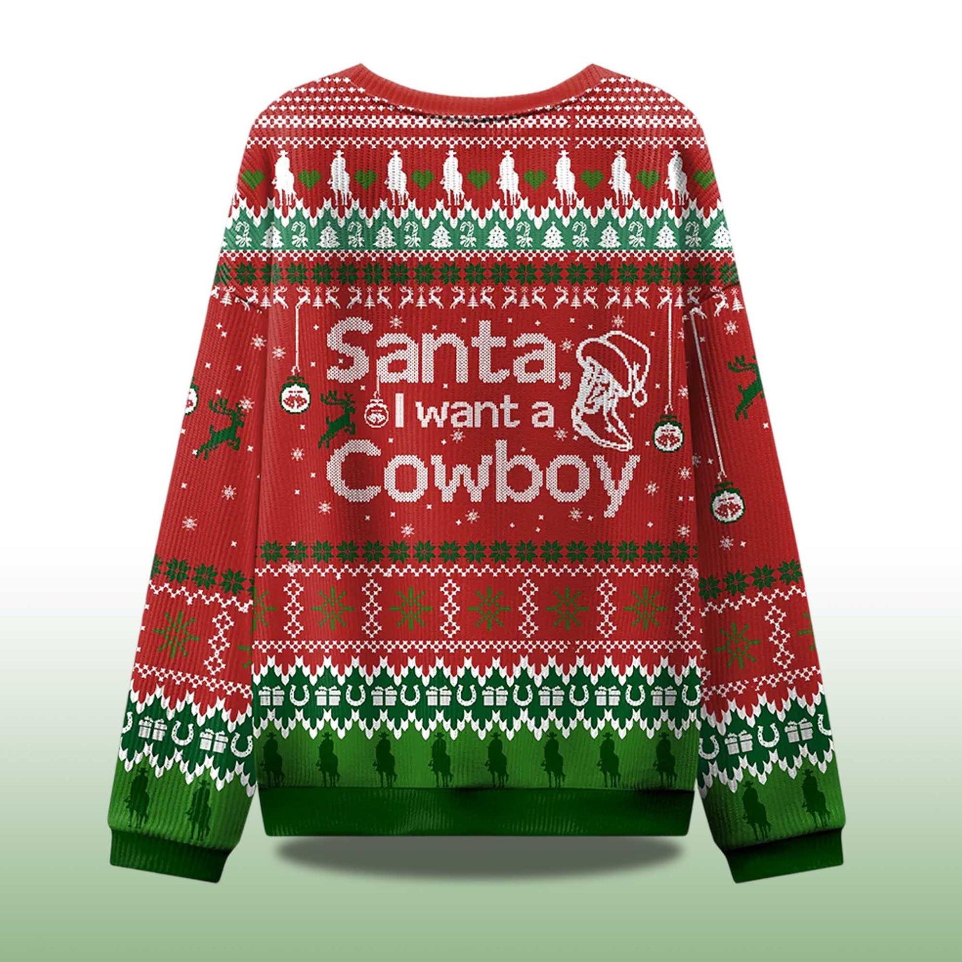 2026 Santa I Want A Cowboy Ugly Christmas Sweater Moonbestprint