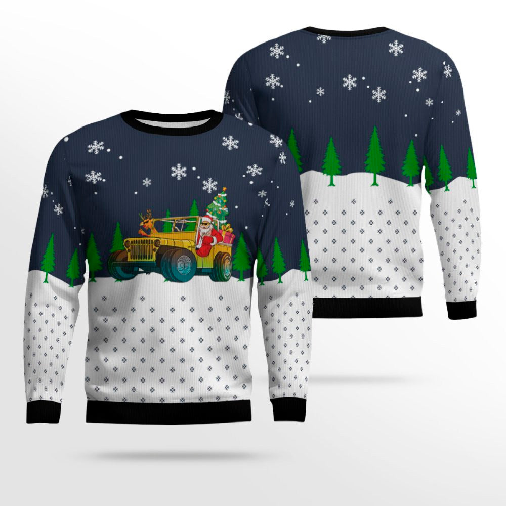 Santa Jeep Xmas Ugly Sweater 2025 – Moonbestprint