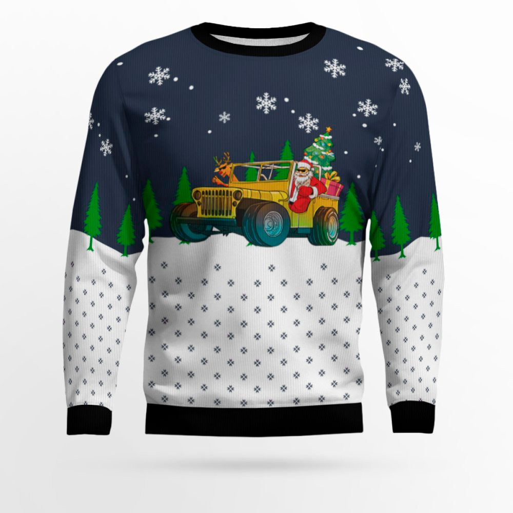 Santa Jeep Xmas Ugly Sweater 2025 – Moonbestprint