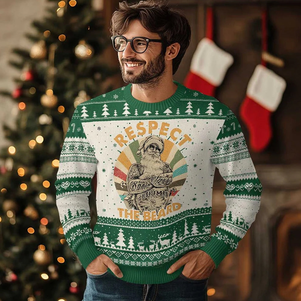 Santa Respect The Beard Ugly Christmas Sweater - Moonbestprint