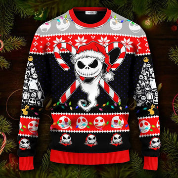 Santa Skeleton Sweater, The Nightmare Before Christmas Jack Skellington Ugly Christmas Sweater Moonbestprint