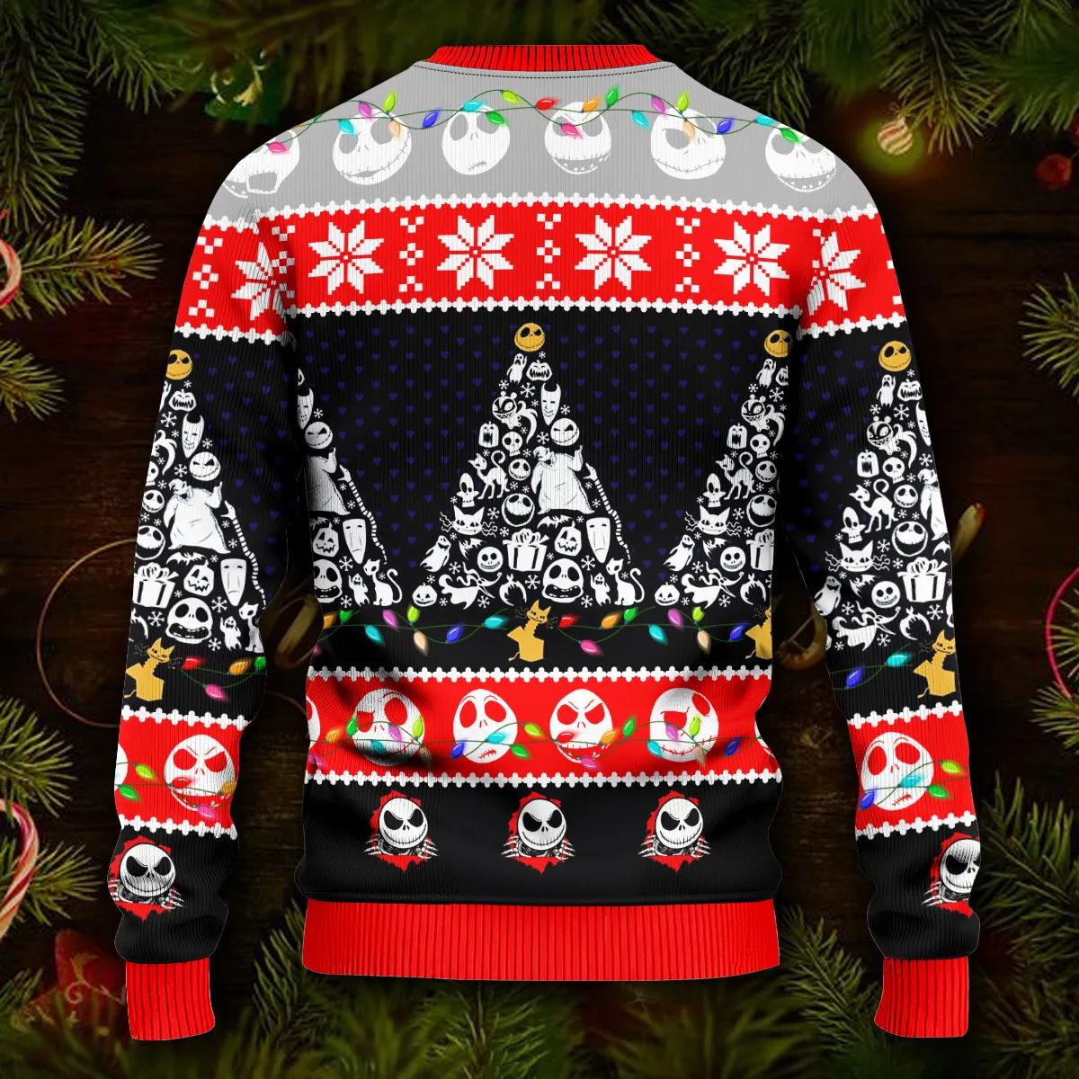 Santa Skeleton Sweater, The Nightmare Before Christmas Jack Skellington Ugly Christmas Sweater Moonbestprint