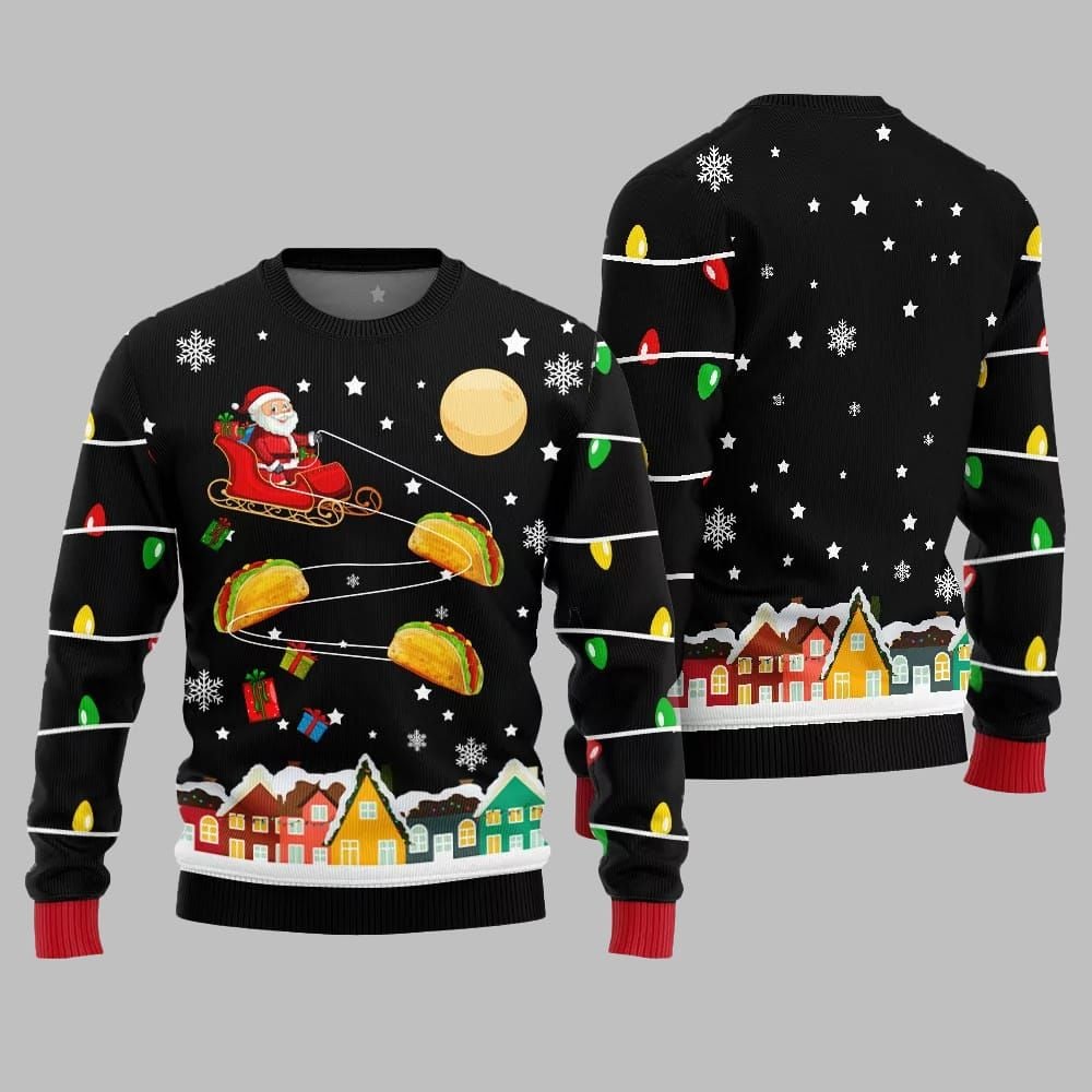 Santa Taco Sleigh Ugly Sweater Christmas 2026 - Moonbestprint